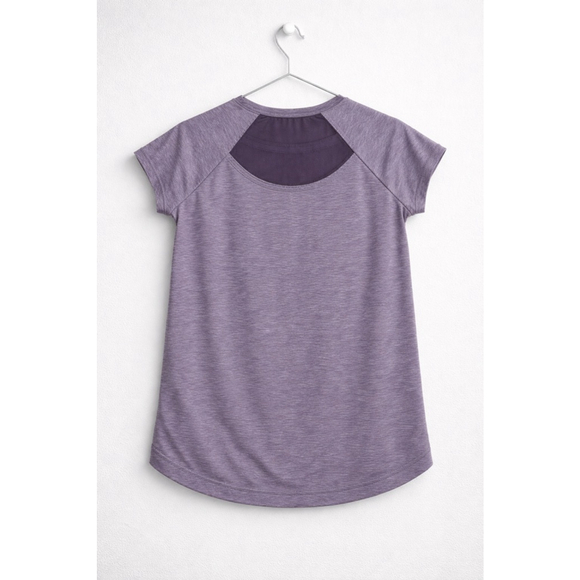 Athleta Girl Comeback Tee Purple Heather Mesh Back Size L 12 Athletic Shirtk - Picture 2 of 7